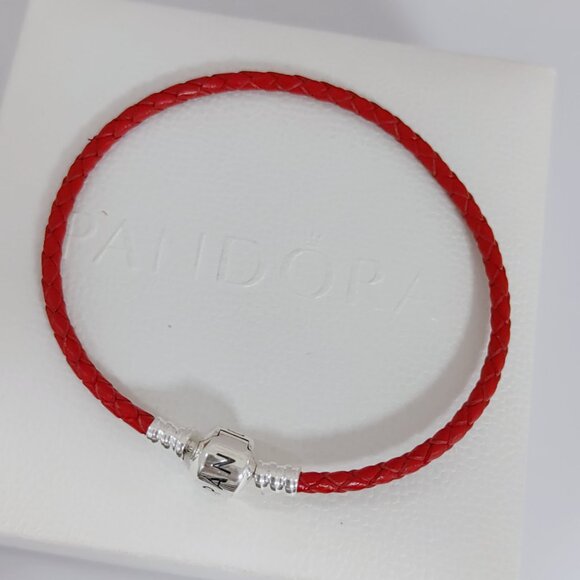 Pandora Single Red Leather Bracelet with Pandora Clasp - Picture 3 of 7
